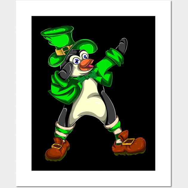 Penguin Dabbing Green St Patricks Day Wall Art by ShirtsShirtsndmoreShirts